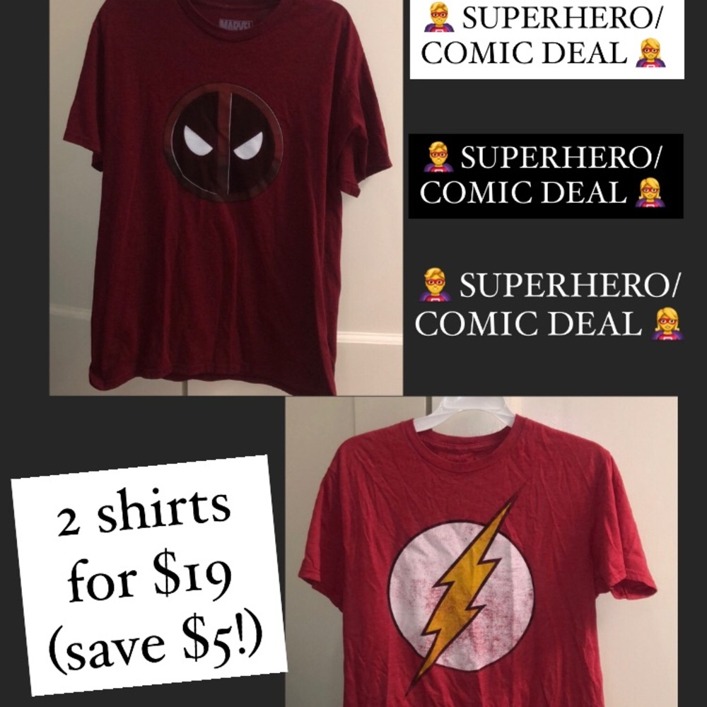 BUNDLE! DC’s The Flash & Marvel’s Deadpool TShirts